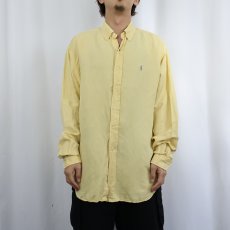 画像2: Ralph Lauren "BLAKE" シルク×リネンボタンダウンシャツ L (2)