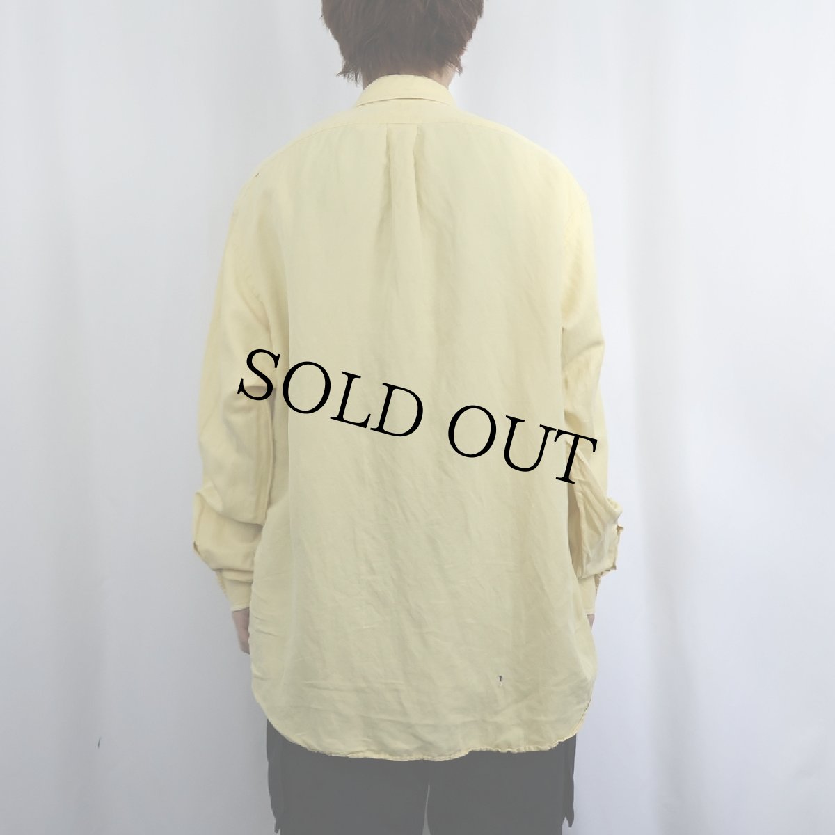 画像3: Ralph Lauren "BLAKE" シルク×リネンボタンダウンシャツ L (3)