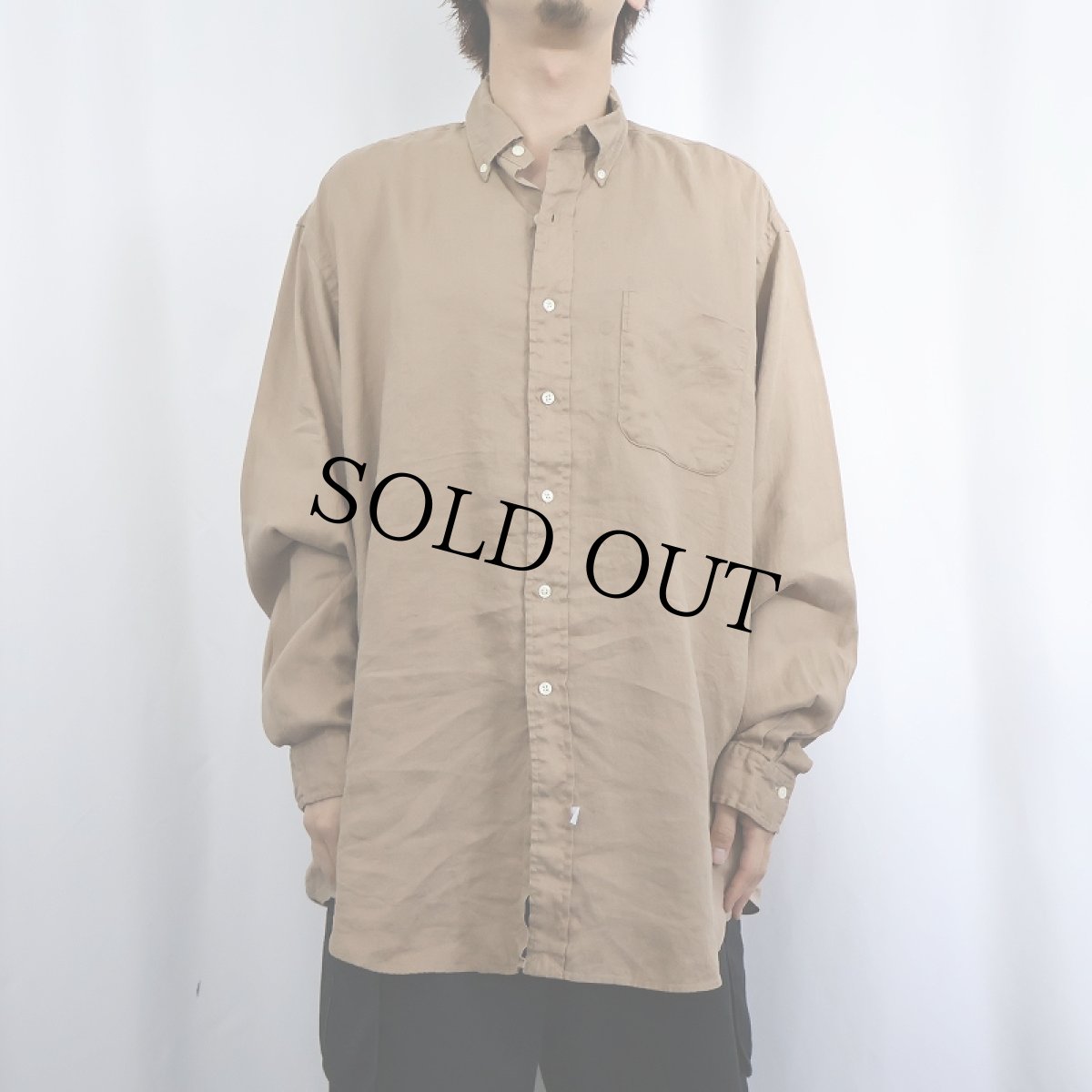 画像2: 90's Ralph Lauren リネンボタンダウンシャツ XL (2)