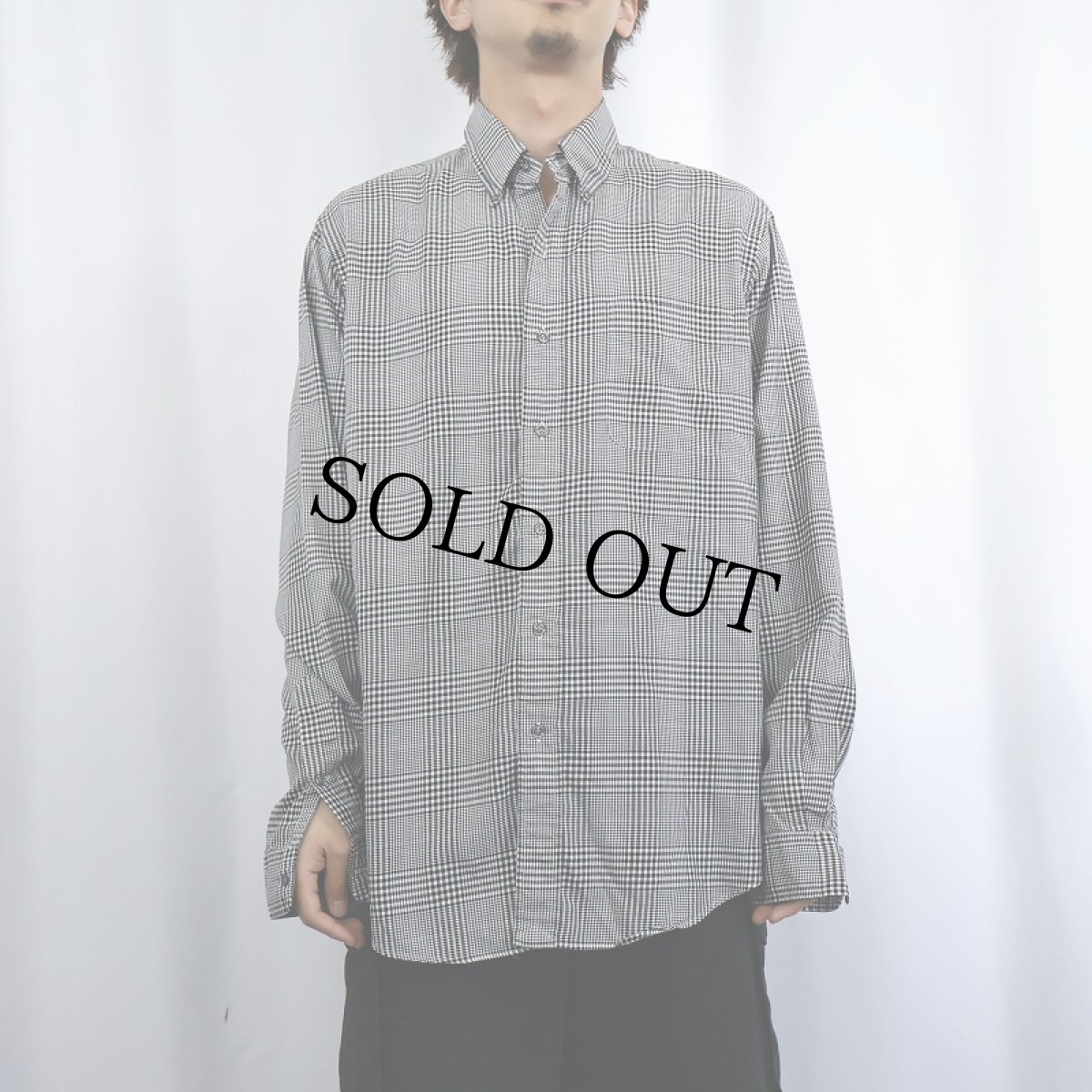 画像2: Ralph Lauren "CLASSIC FIT Fine Two-Ply 100's" グレンチェック柄 コットンボタンダウンシャツ L (2)