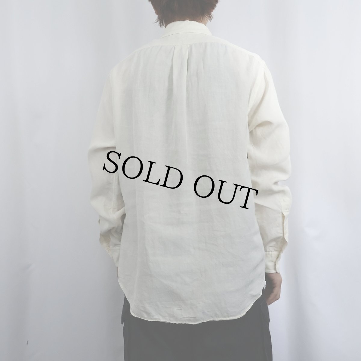 画像3: Ralph Lauren "CLASSIC FIT" ロゴ刺繍 シルク×リネン ボタンダウンシャツ IVOLY M (3)