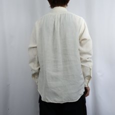 画像3: Ralph Lauren "CLASSIC FIT" ロゴ刺繍 シルク×リネン ボタンダウンシャツ IVOLY M (3)