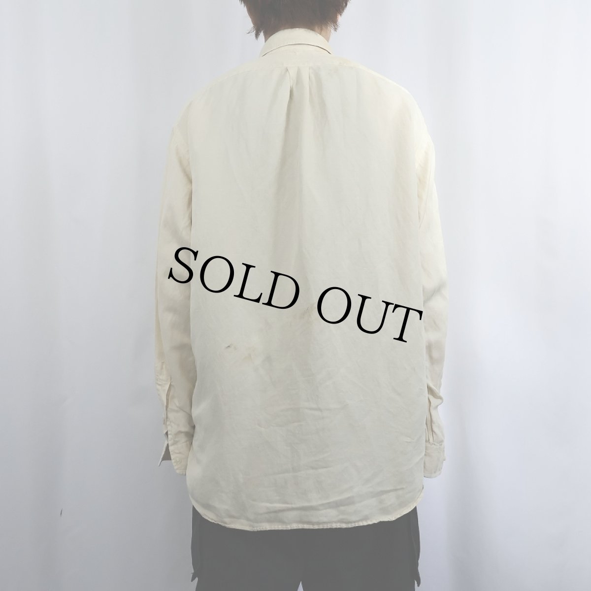 画像3: Ralph Lauren "BLAKE" ロゴ刺繍 シルク×リネンボタンダウンシャツ L (3)