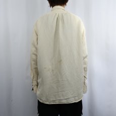 画像3: Ralph Lauren "BLAKE" ロゴ刺繍 シルク×リネンボタンダウンシャツ L (3)