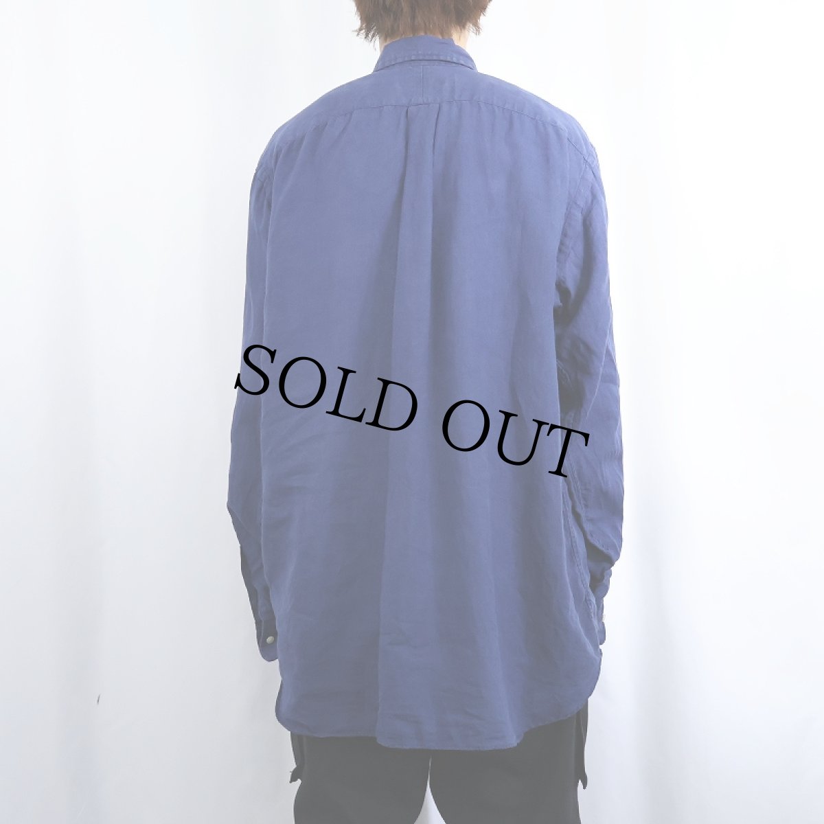 画像3: Ralph Lauren ロゴ刺繍 リネンボタンダウンシャツ L (3)