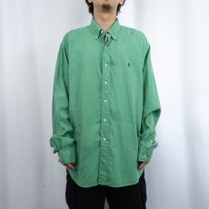 画像2: Ralph Lauren "CLASSIC FIT" ロゴ刺繍 リネン×コットンボタンダウンシャツ XXL (2)
