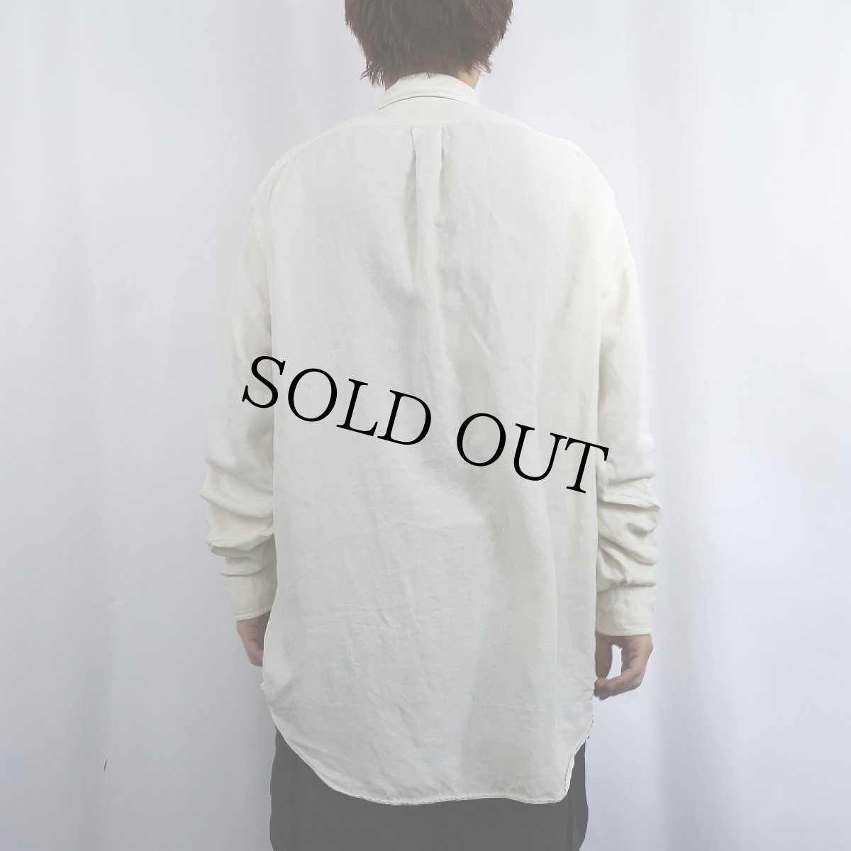 画像3: Ralph Lauren ロゴ刺繍 リネン×シルク ボタンダウンシャツ L (3)