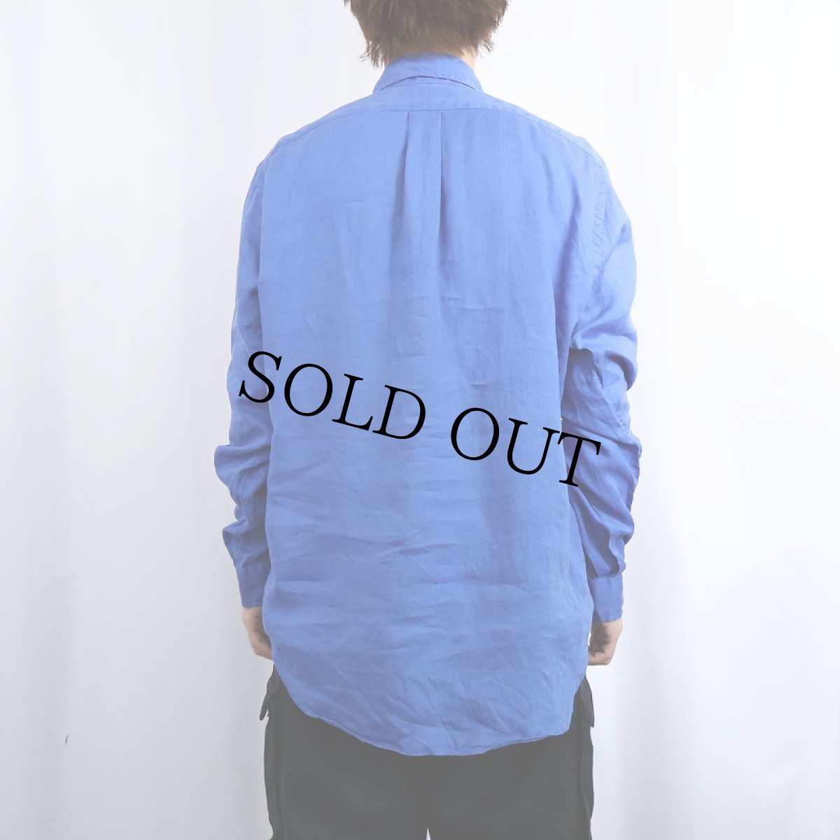 画像3: Ralph Lauren "CLASSIC FIT" ロゴ刺繍 リネンボタンダウンシャツ M (3)