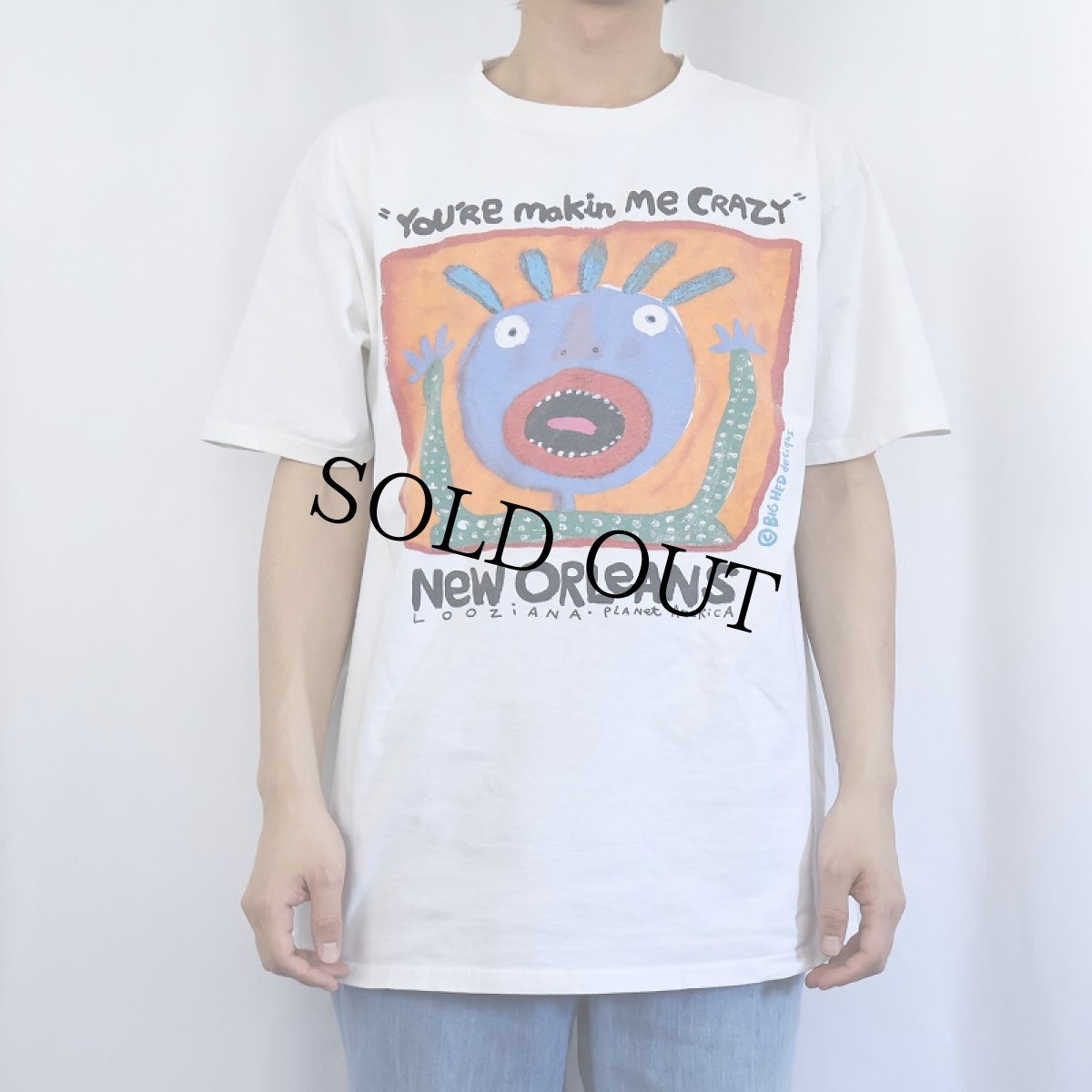 画像2: 90's BIG HED "YOU'RE MAKIN ME CRAZY" アートプリントTシャツ L (2)