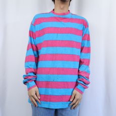 画像2: 90's "RUSH" USA製 ボーダー柄ロンT L (2)