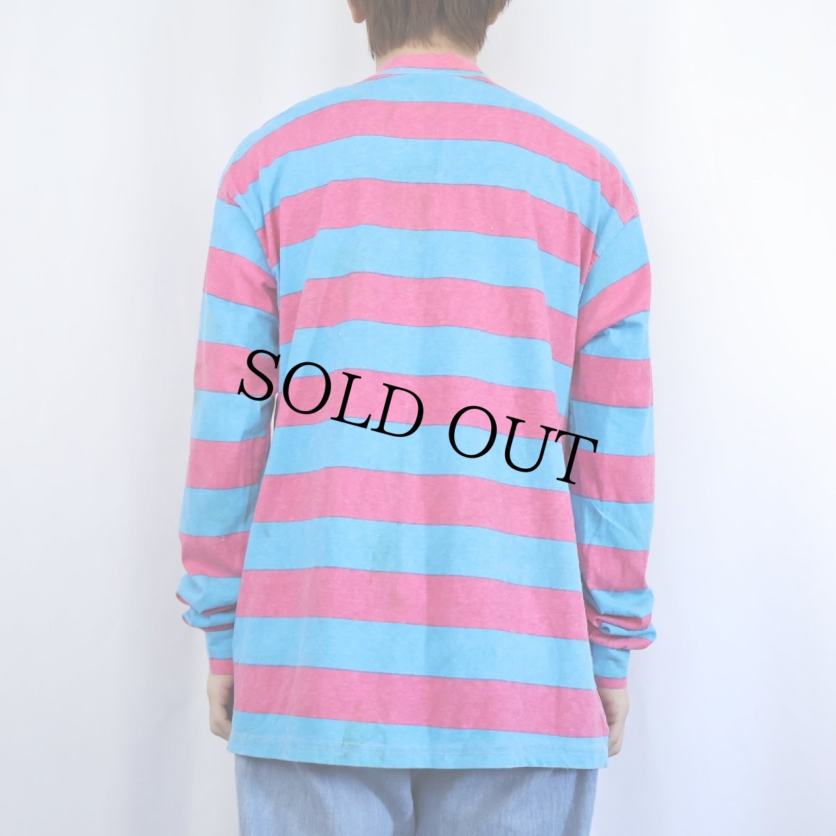 画像3: 90's "RUSH" USA製 ボーダー柄ロンT L (3)