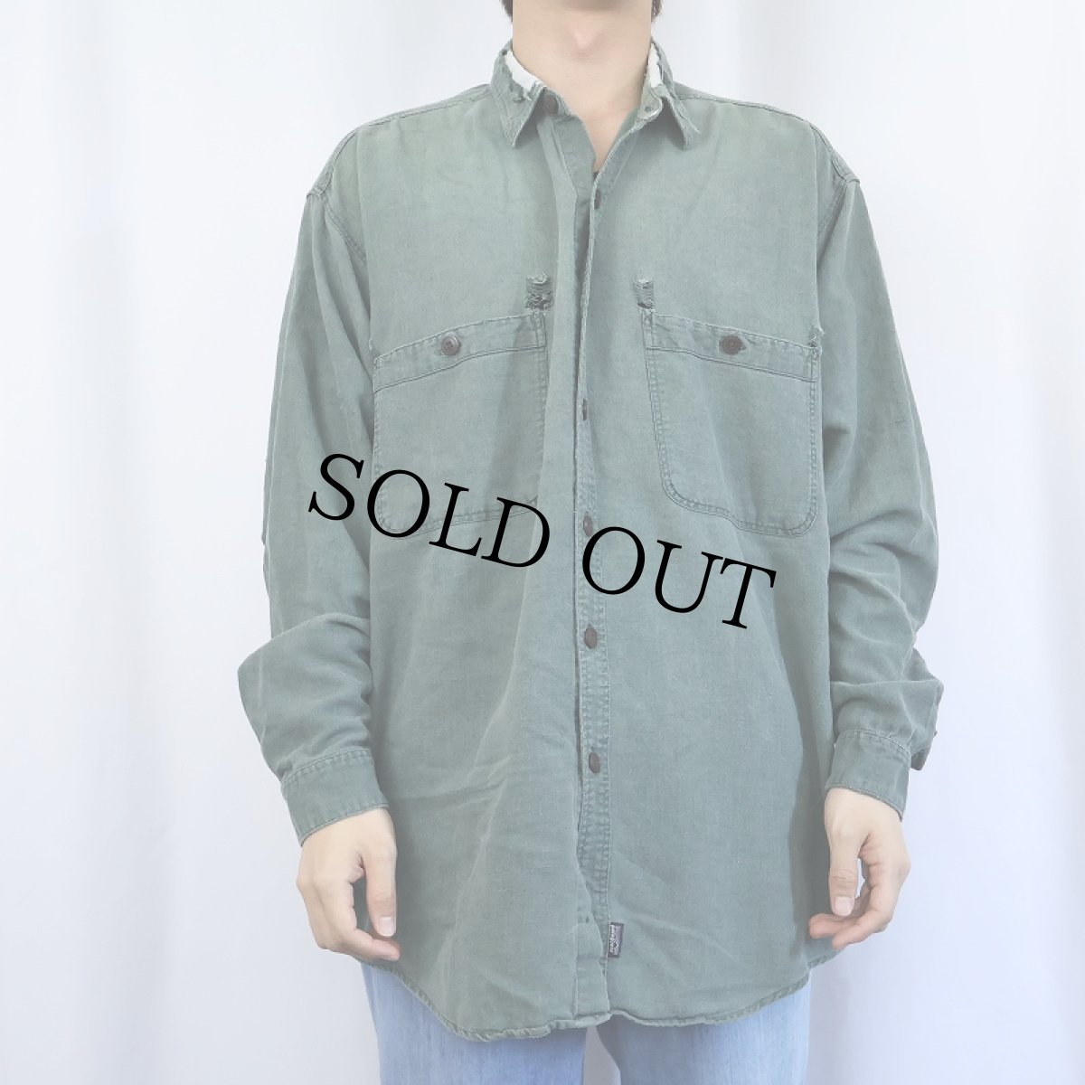 画像2: 90's Patagonia リネン×コットンシャツ L (2)