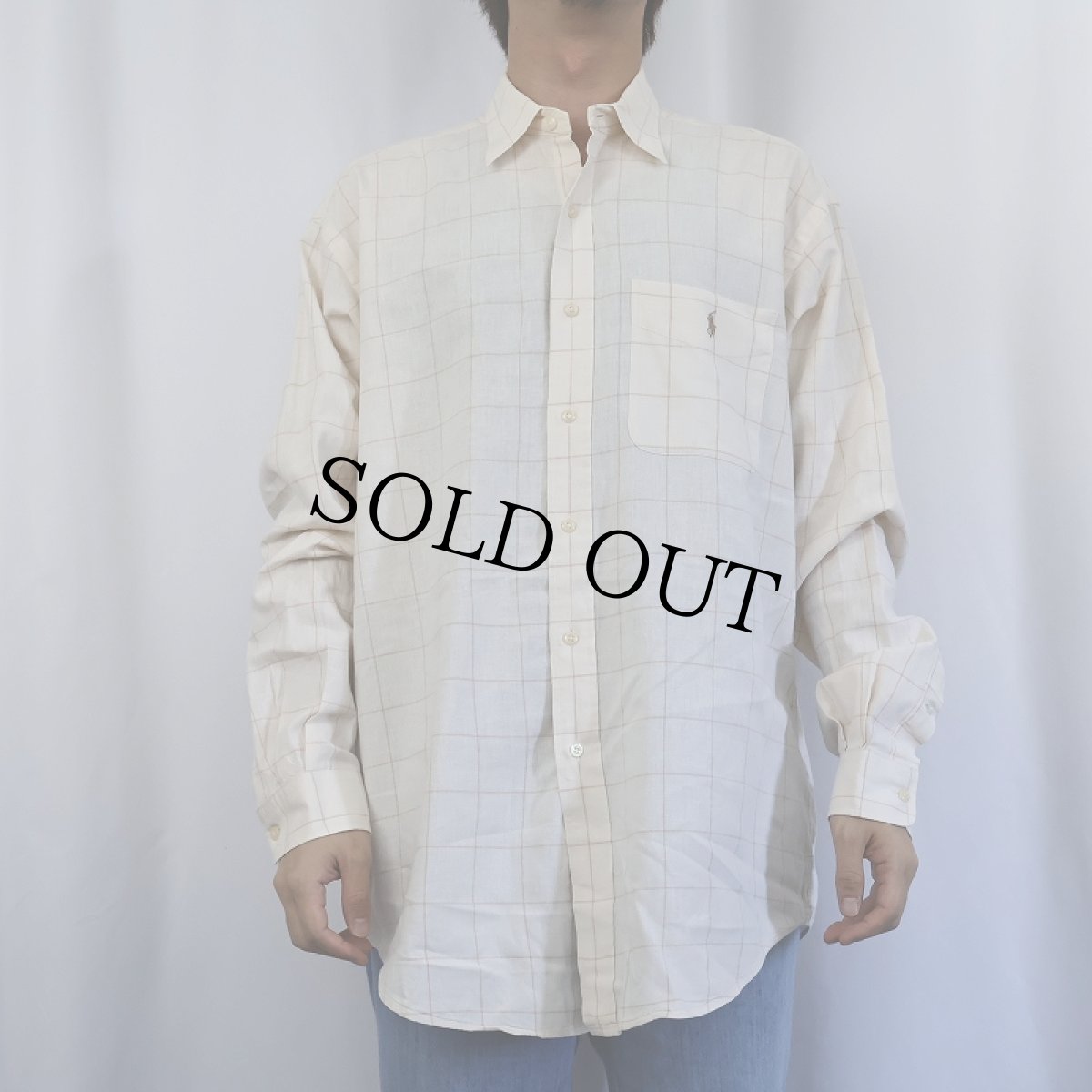 画像2: POLO Ralph Lauren "LOWELL SPORT" チェック柄 コットン×リネンシャツ L (2)