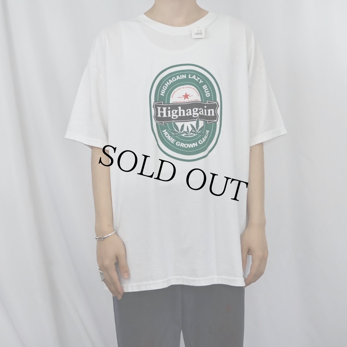 画像2: 90's "Highagain" メーカーパロディ ガンジャプリントTシャツ (2)