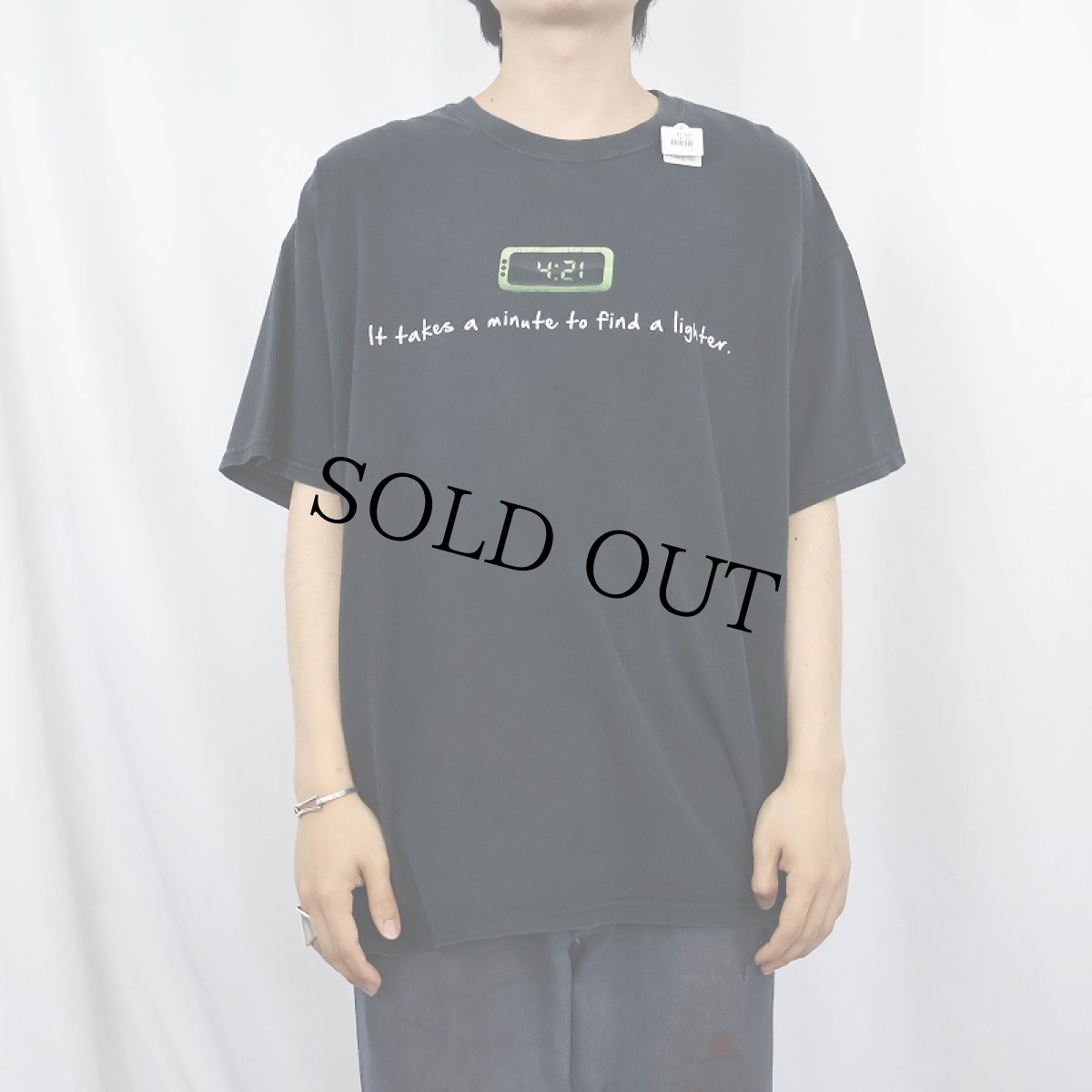 画像2: 90's "It takes a minute..." ガンジャプリントTシャツ BLACK XL (2)