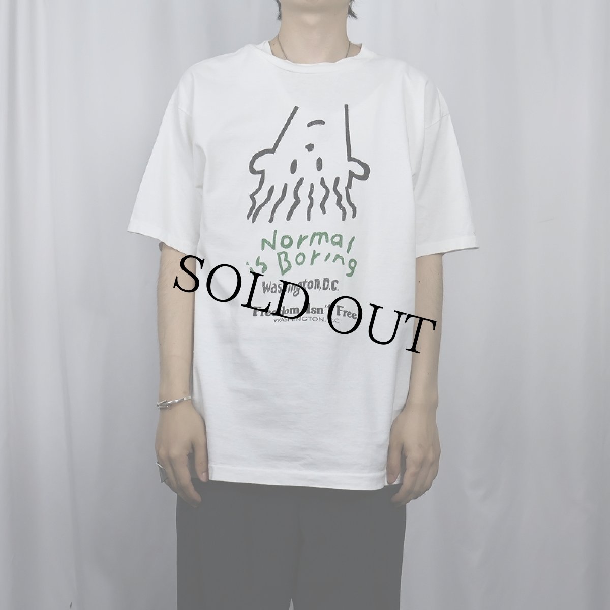 画像2: 90's Fido Dido "Normal is Boring" キャラクタープリントTシャツ L (2)