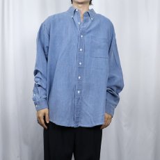 画像2: L.L.Bean リネン×コットン ボタンダウンシャツ L (2)