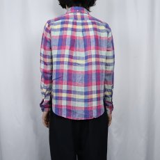 画像3: Ralph Lauren チェック柄 リネンボタンダウンシャツ S (3)