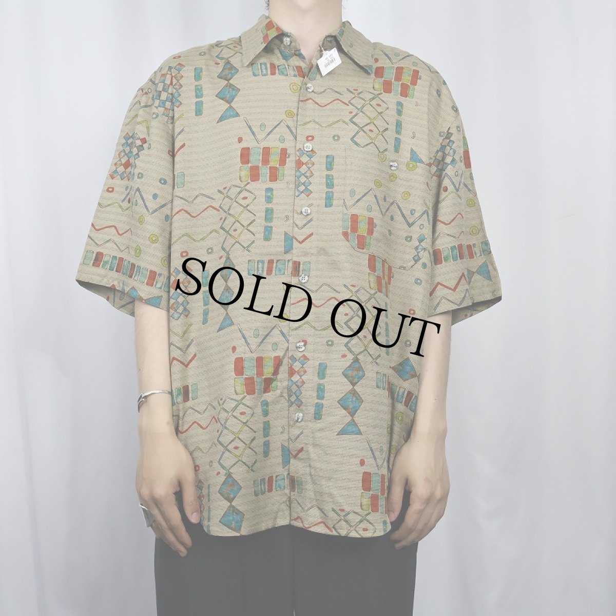 画像2: 90's THE TERRITORY AHEAD 総柄シルクシャツ (2)