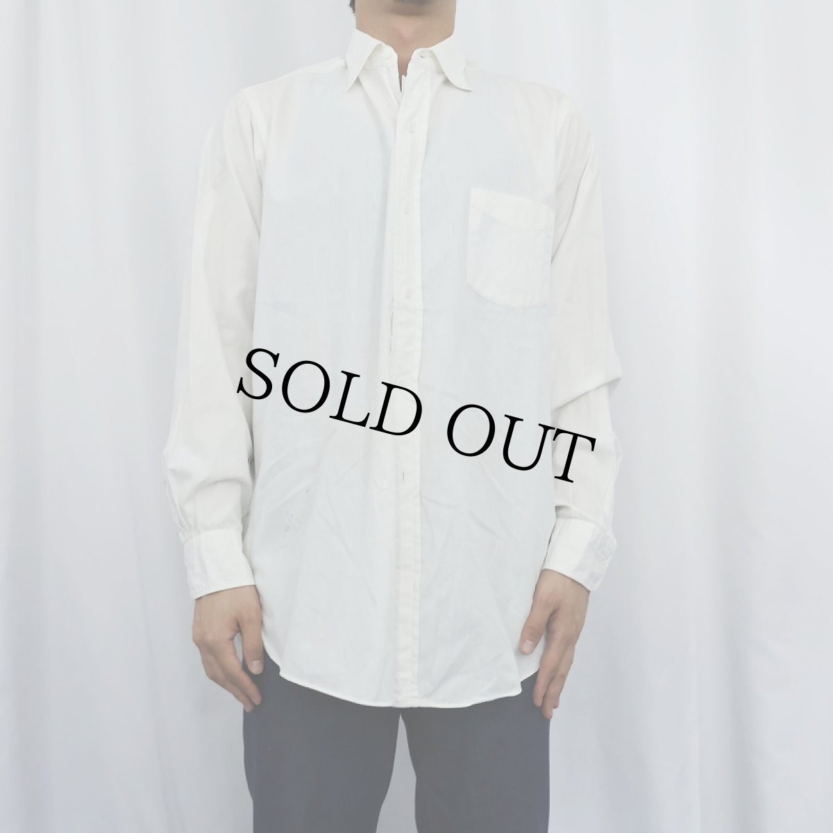 画像2: 〜60's SIR WILLIAM マチ付きコットンシャツ (2)