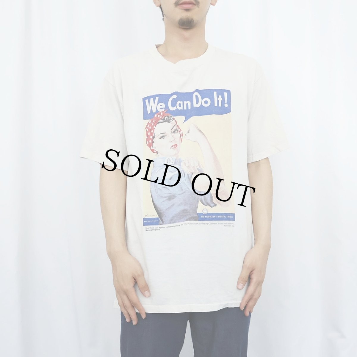 画像2: 90's USA製 "We Can Do It!" 第二次世界大戦 ポスタープリントTシャツ L (2)