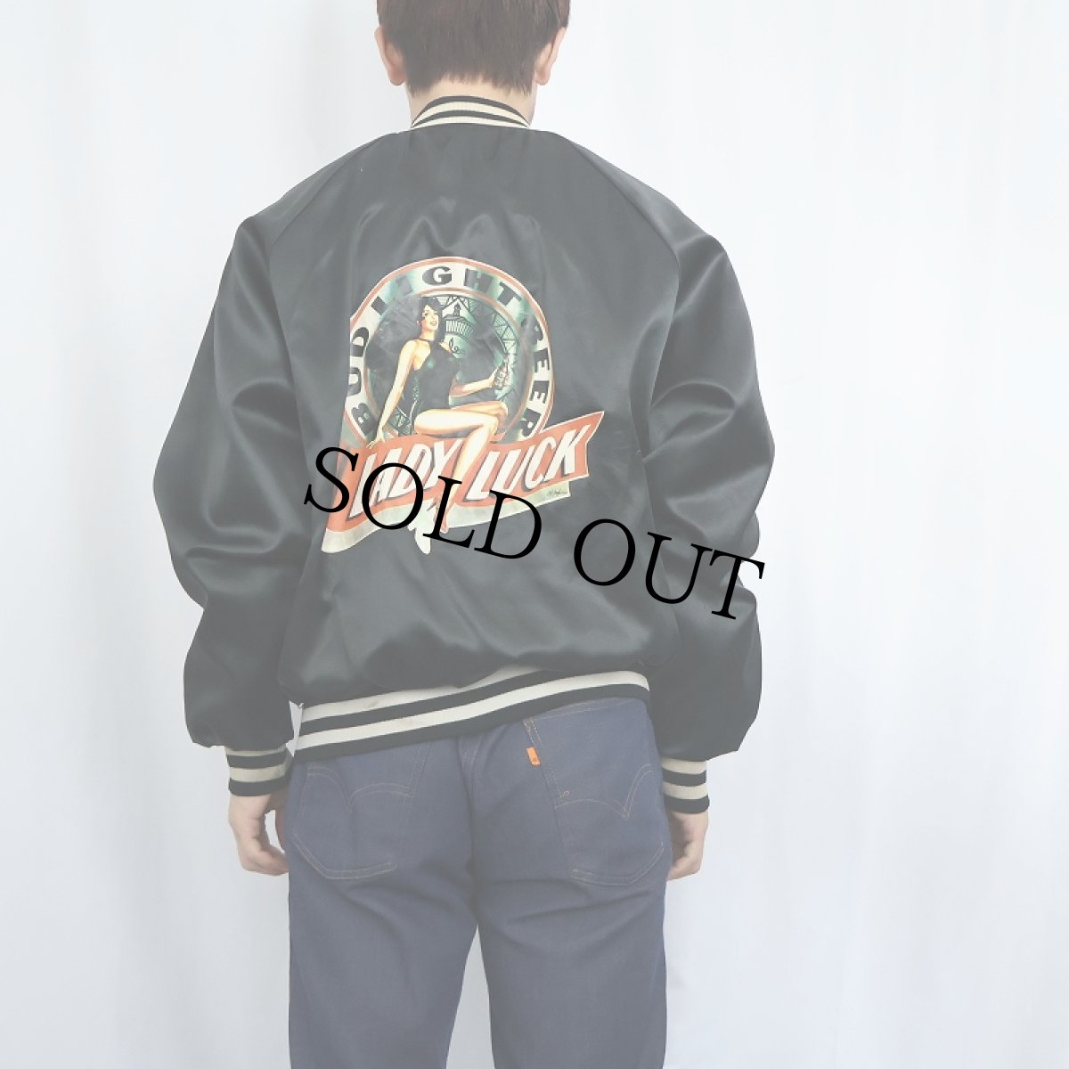 画像3: 80's Budweiser USA製 "BUDLIGHT" ビールメーカー プリントナイロンスタジャン L (3)