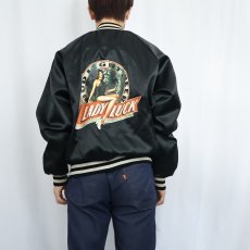 画像3: 80's Budweiser USA製 "BUDLIGHT" ビールメーカー プリントナイロンスタジャン L (3)