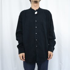 画像2: 80's AMERICAN BLUE USA製バンドカラー コットンシャツ BLACK L (2)