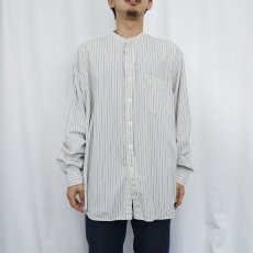 画像2: 90's Eddie Bauer ストライプ柄 バンドカラーコットンシャツ XL (2)