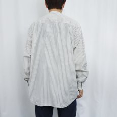 画像3: 90's Eddie Bauer ストライプ柄 バンドカラーコットンシャツ XL (3)