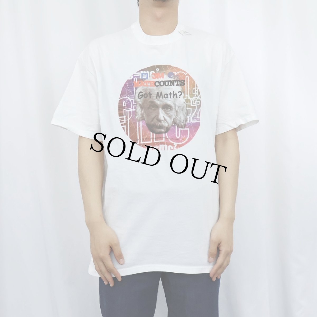 画像2: 90's Albert Einstein "Got Math?" 偉人プリントTシャツ L (2)