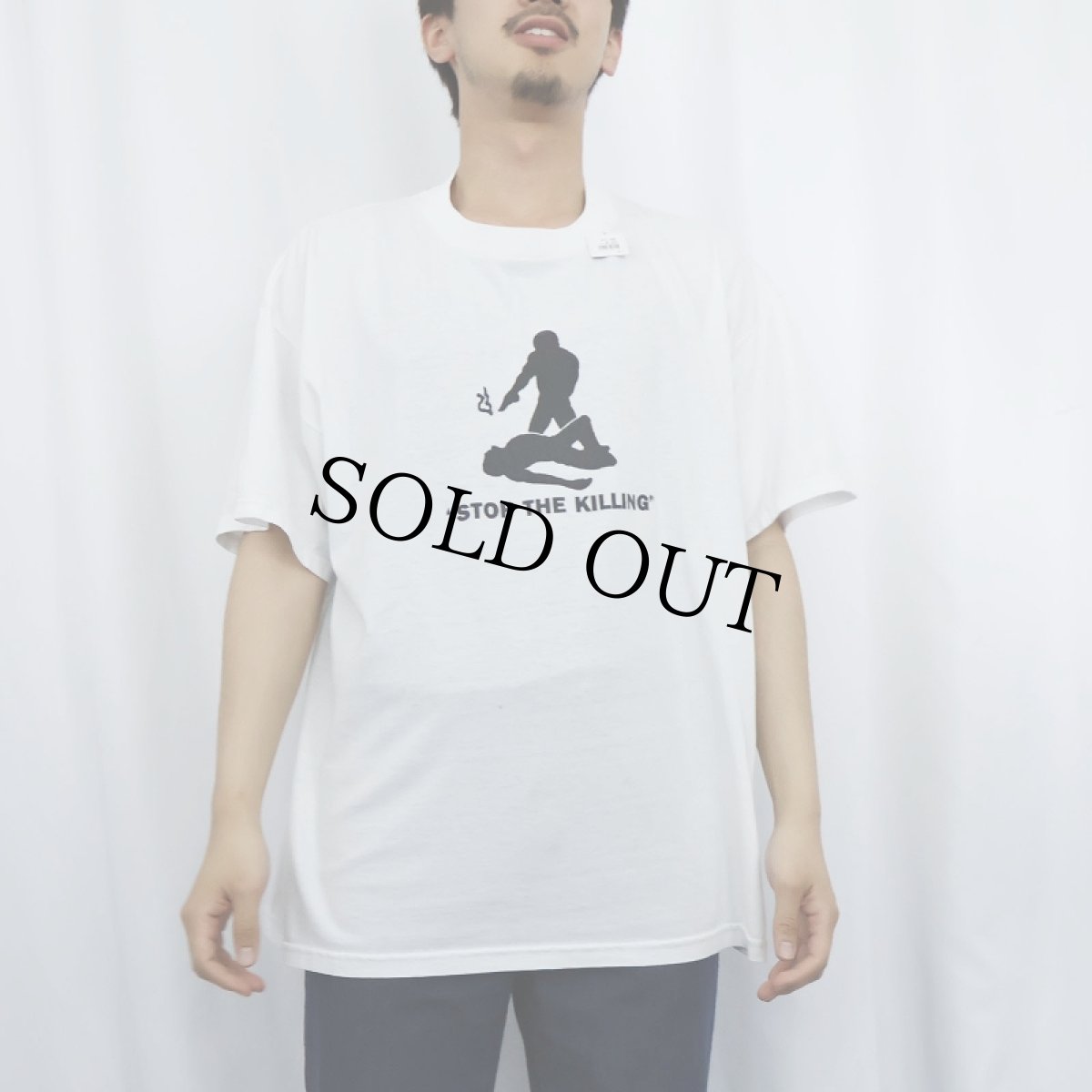 画像2: 【SALE】 90's "STOP THE KILLING" イラストプリントTシャツ XL (2)
