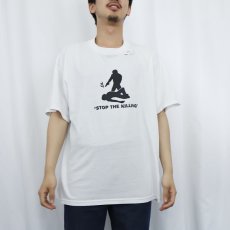 画像2: 90's "STOP THE KILLING" イラストプリントTシャツ XL (2)