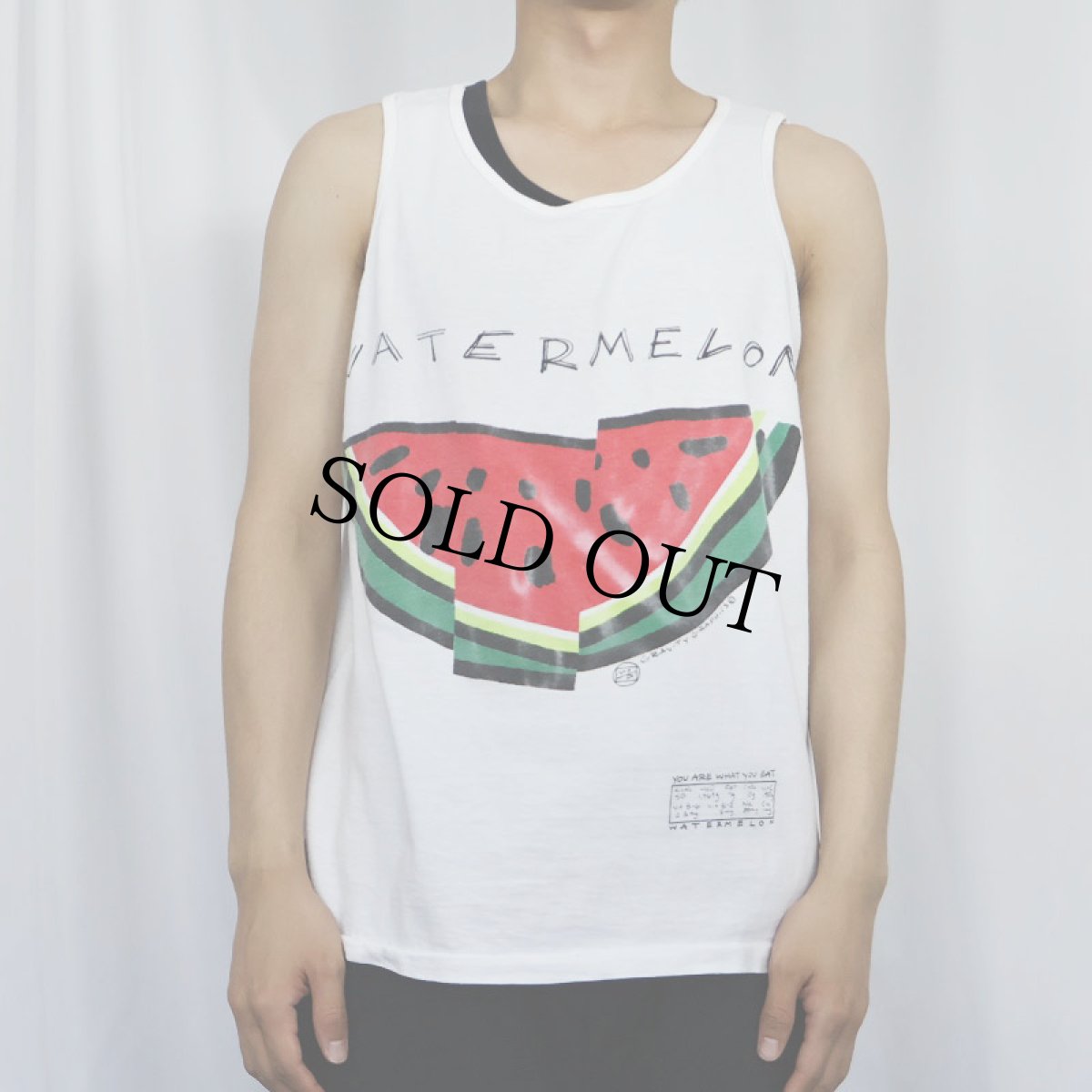 画像2: 90's GRAVITY GRAPHICS USA製 "WATERMELON" スイカプリントタンクトップ L (2)