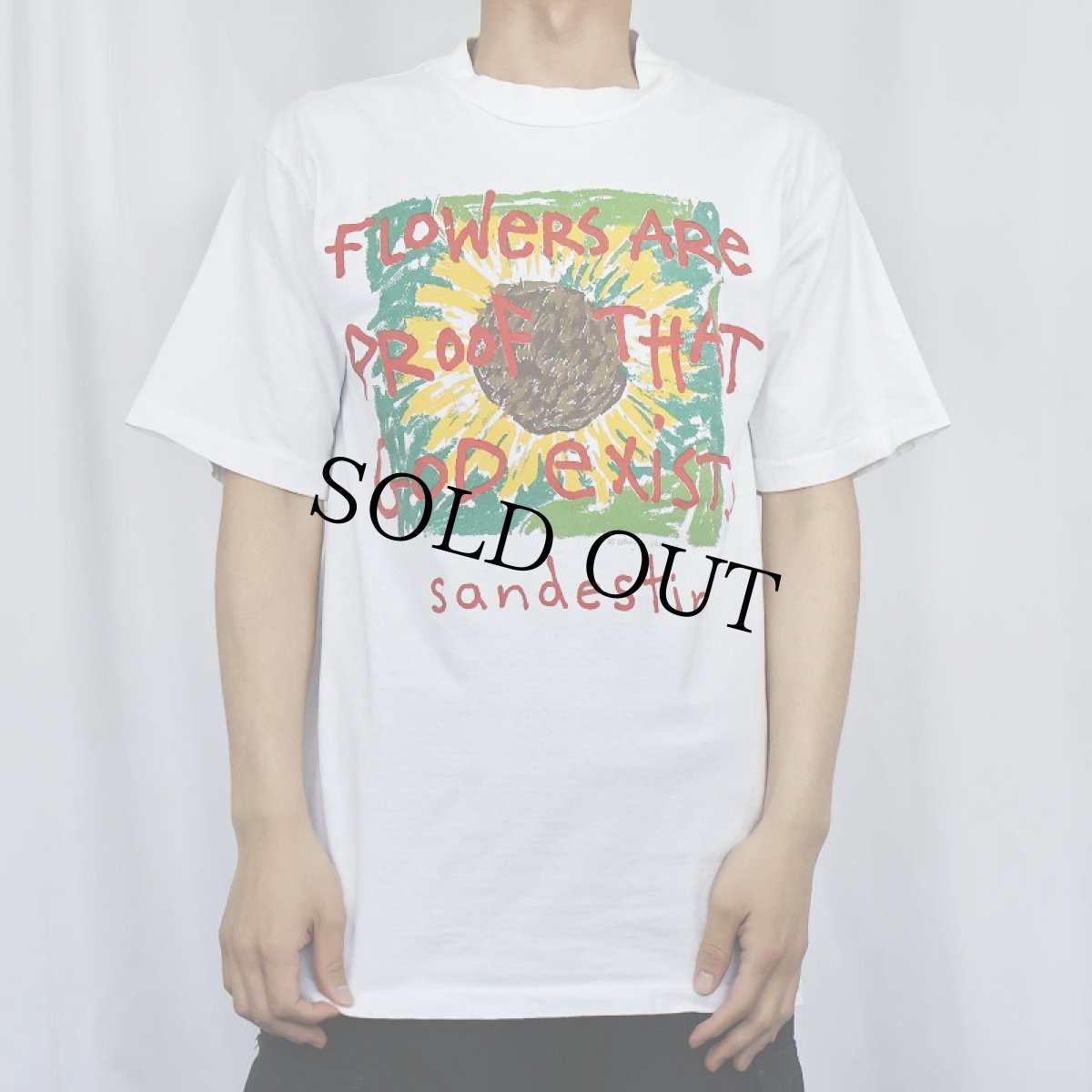 画像2: 90's GRAVITY GRAPHICS USA製 "FLOWERA ARE PROOF..." 花プリントTシャツ M (2)
