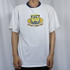 画像2: 2000's SpongeBob ”I'VE GOT A NERDY MiND" キャラクタープリント リンガーTシャツ XL (2)