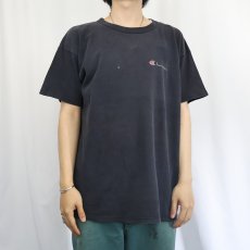 画像2: 80's Champion USA製 トリコタグ ロゴプリントTシャツ BLACK XL (2)