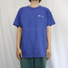 画像2: 80〜90's Champion USA製 青刺繍タグ 後期 ロゴプリントTシャツ L (2)