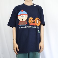 画像2: 90's SOUTH PARK "OH MY GOD! THEY KILLED KENNY!" キャラクタープリントTシャツ NAVY XL (2)