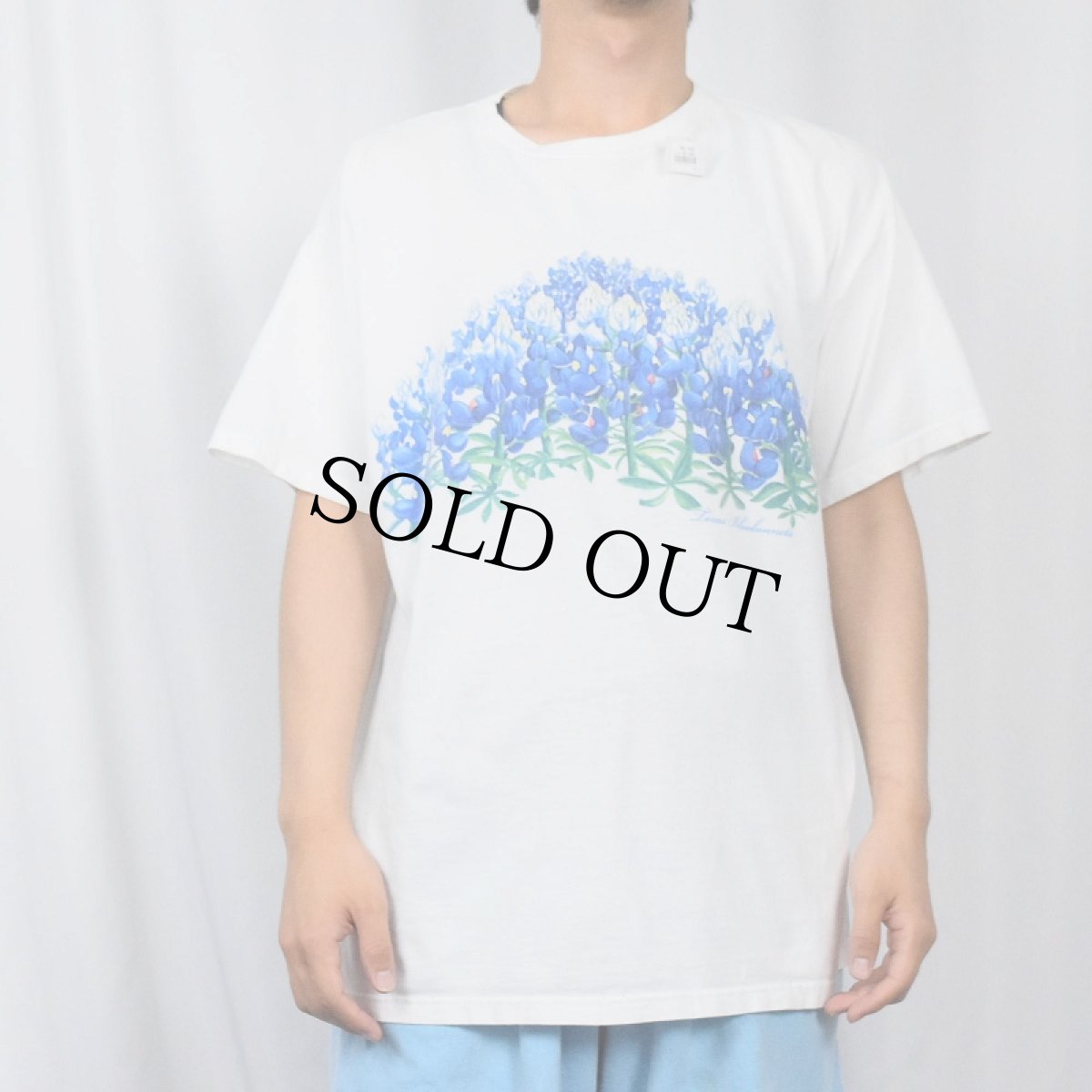 画像2: 90's "Texas Bluebonnets" フラワーイラストプリントTシャツ XL (2)
