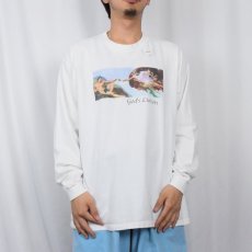 画像2: 90's Michelangelo アダムの創造 "God's Liaison" パロディプリントロンT L (2)