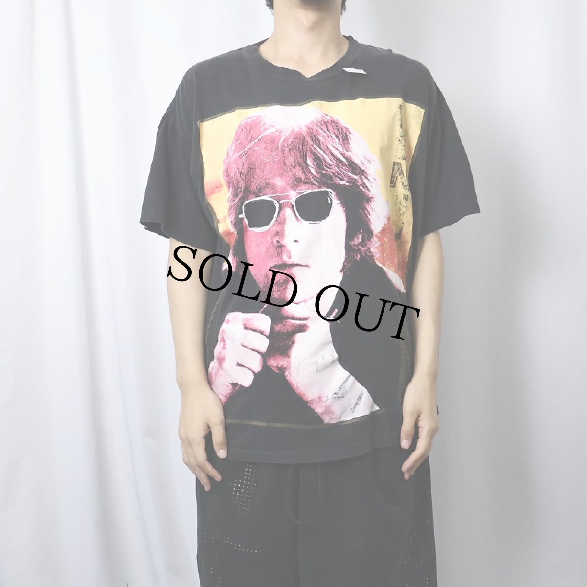 画像2: 90's JOHN LENNON ミュージシャンTシャツ BLACK (2)