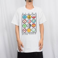 画像2: 90's USA製 "SIGNS of the TIMES" ピースマークプリントTシャツ XL (2)