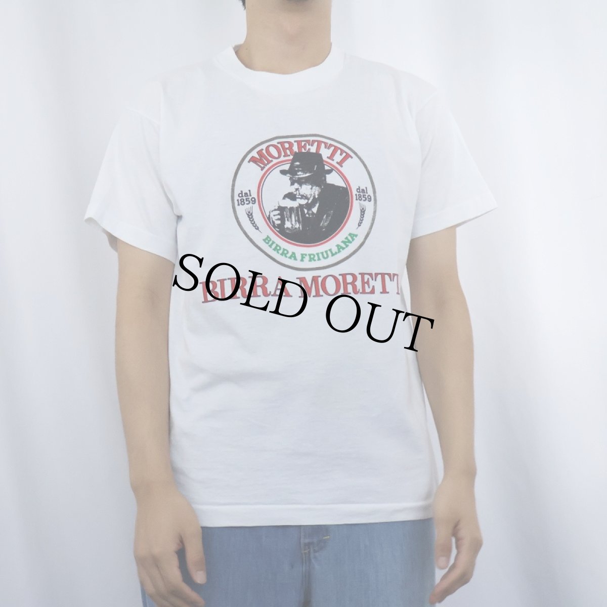 画像3: 90's BIRRA MORETTI USA製 イタリアンビールメーカープリントTシャツ L (3)