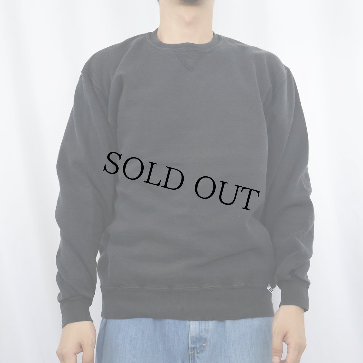 画像2: 90's RUSSELL ATHLETIC USA製 前V 無地ウェット BLACK L (2)