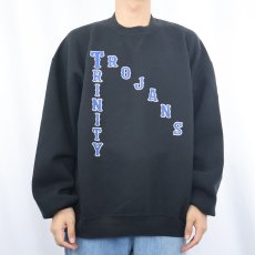 画像2: 90's RUSSELL ATHLETIC USA製 "TRINITY TROJANS" 前V フットボールチーム プリントスウェット BLACK XL (2)