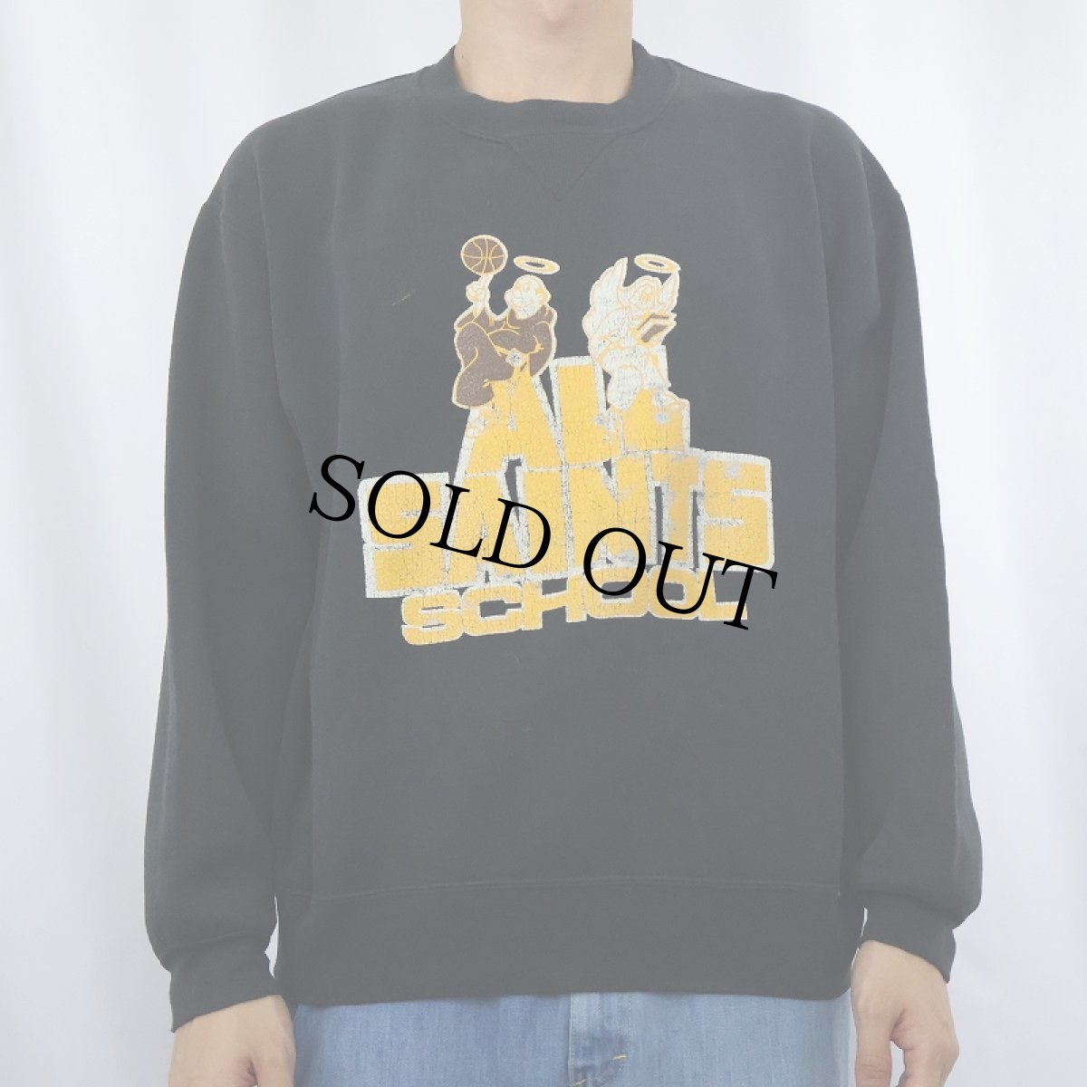 画像2: 90's RUSSELL ATHLETIC USA製 "ALL SAINTS SCHOOL" 前V プリントスウェット BLACK (2)