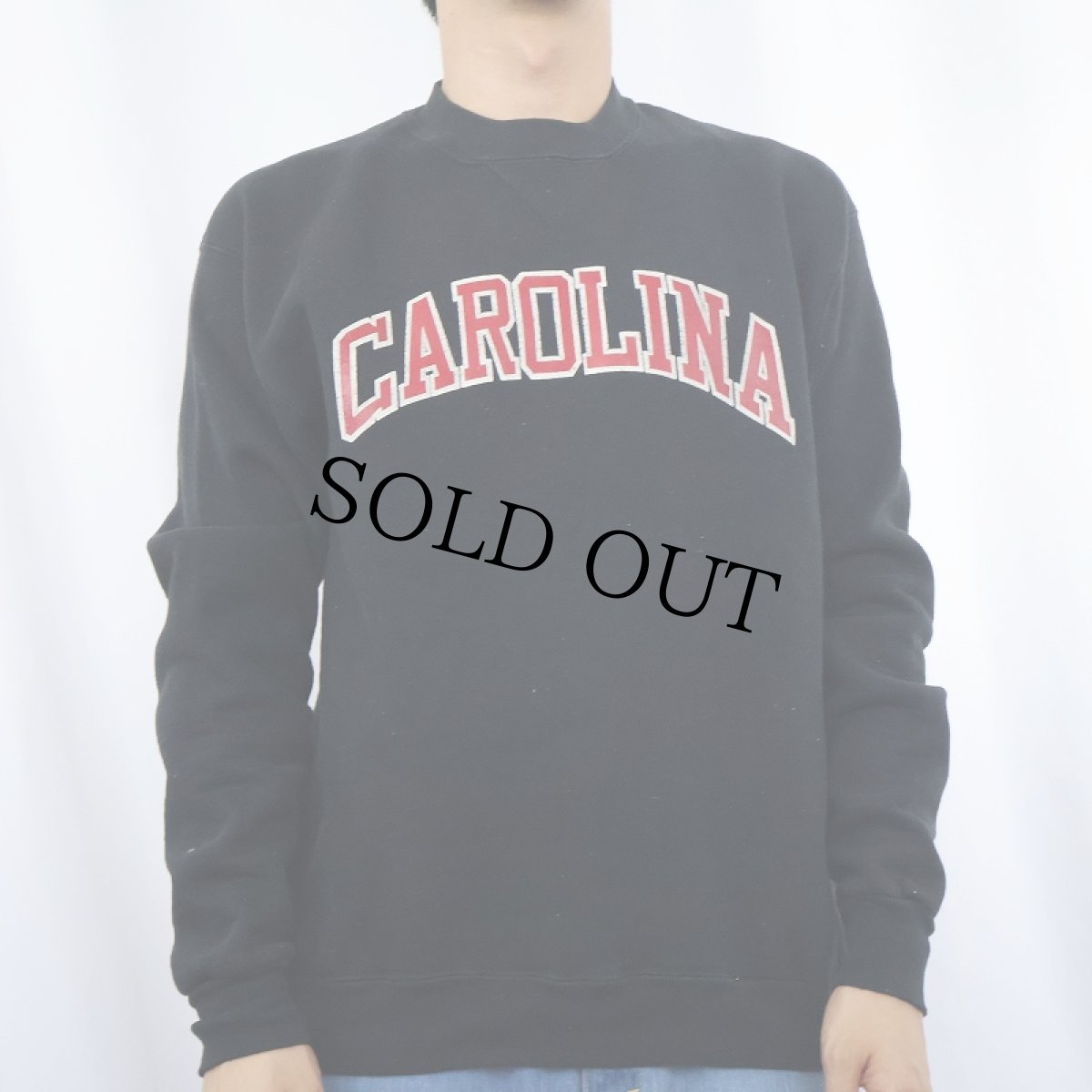 画像2: 80's RUSSELL ATHLETIC USA製 "CAROLINA" 前V プリントスウェット BLACK L (2)