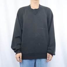 画像2: 90's RUSSELL ATHLETIC 前V 無地スウェット BLACK L (2)