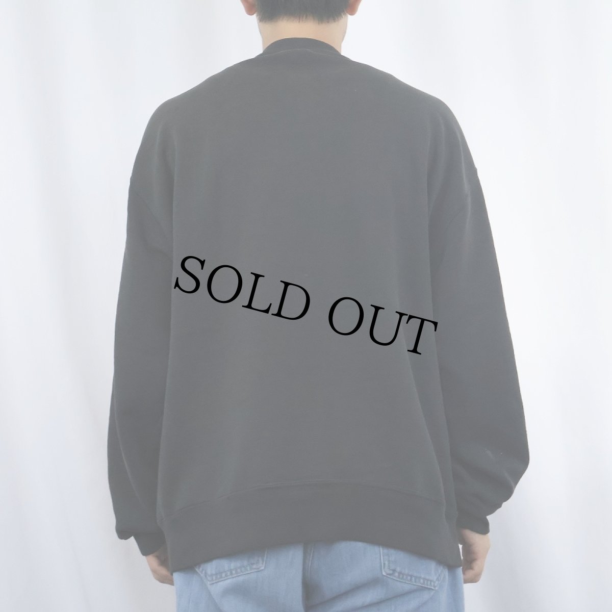 画像3: 90's RUSSELL ATHLETIC 前V 無地スウェット BLACK L (3)